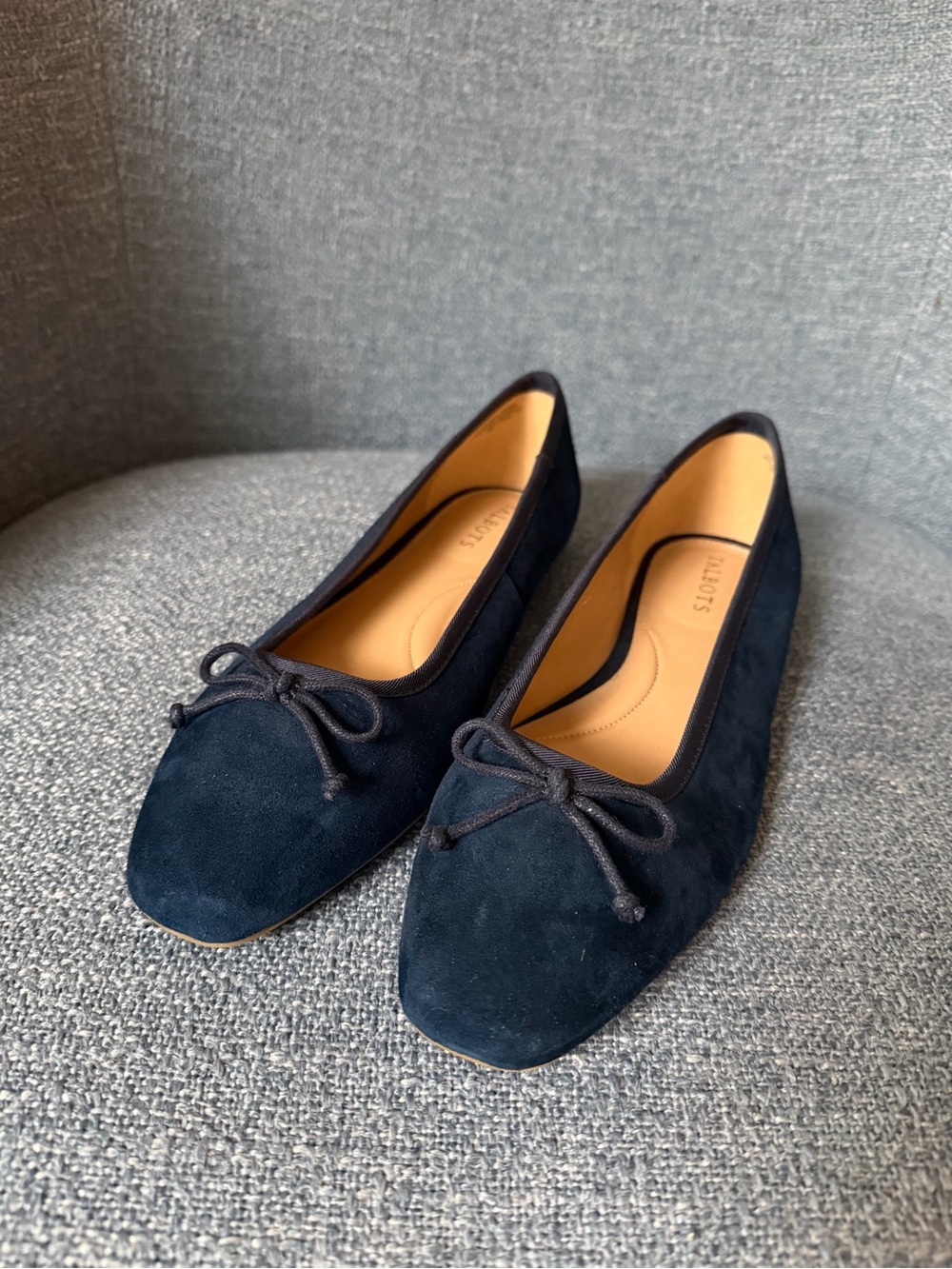 Talbots Tinsley Women's Navy Suede Ballet Flats with Bow Madewell esque Hester